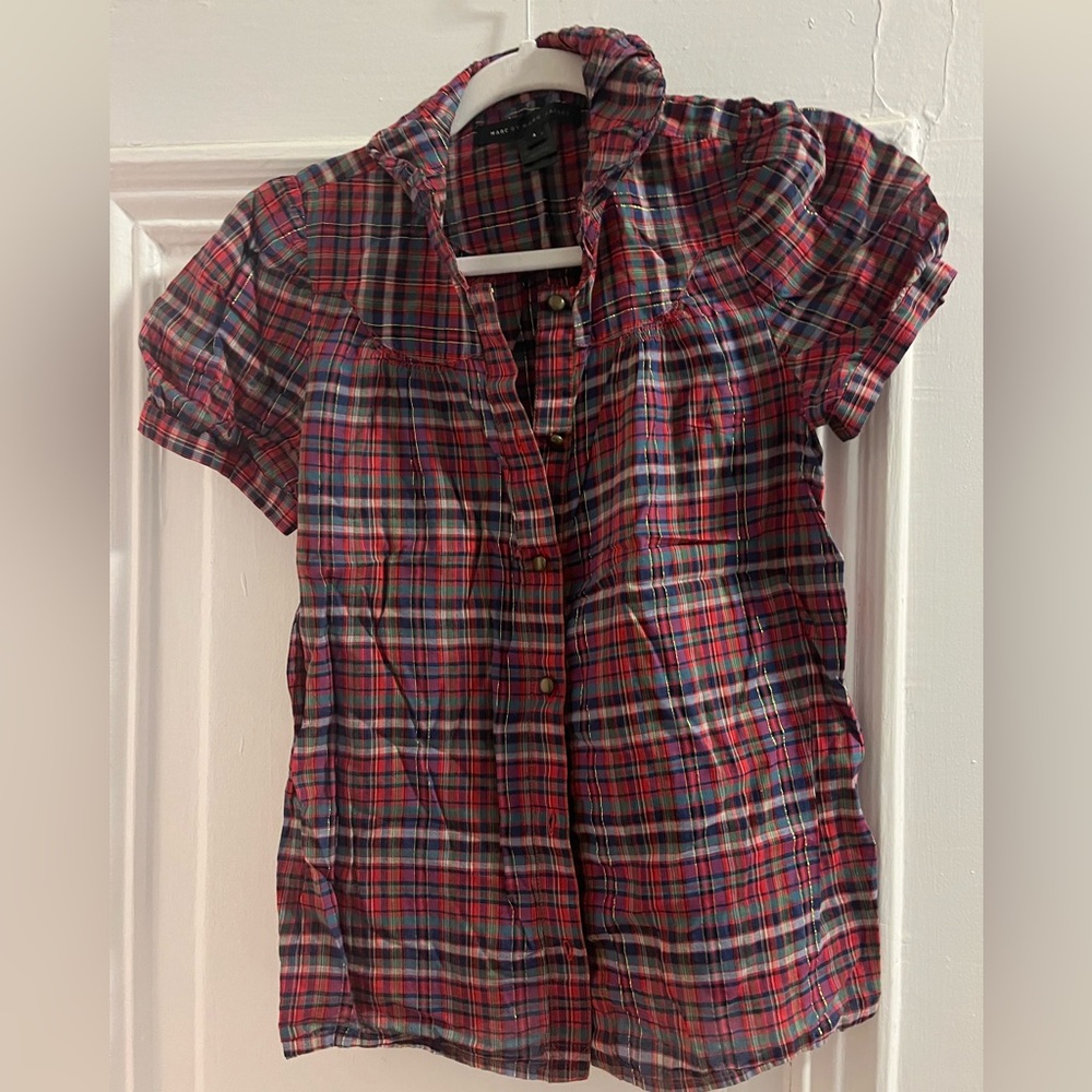 Marc By Marc Jacobs Red and Blue Button Down Shirt